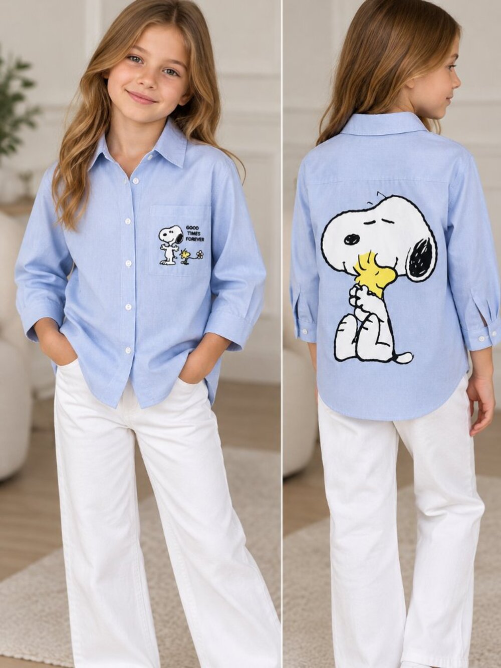 Zara Peanuts Snoopy Blue Shirt – Size 9 / 134 cm